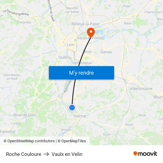 Roche Couloure to Vaulx en Velin map