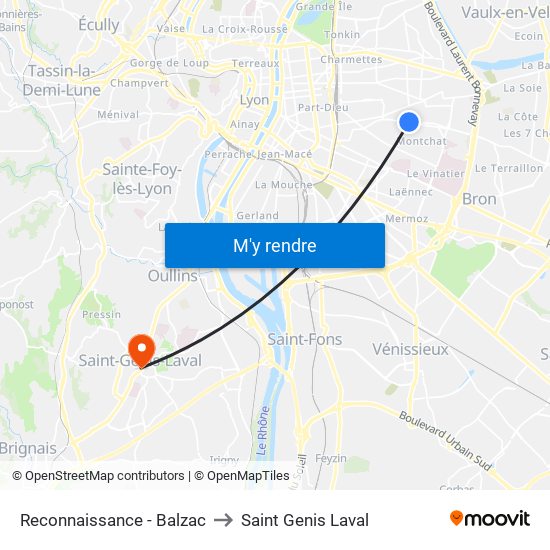 Reconnaissance - Balzac to Saint Genis Laval map