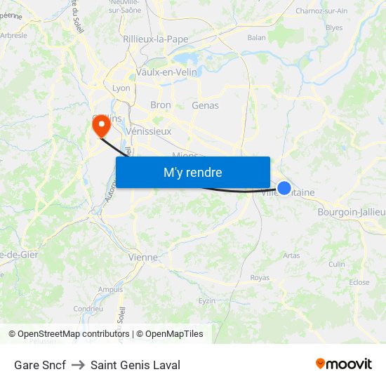 Gare Sncf to Saint Genis Laval map