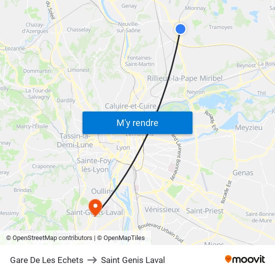 Gare De Les Echets to Saint Genis Laval map