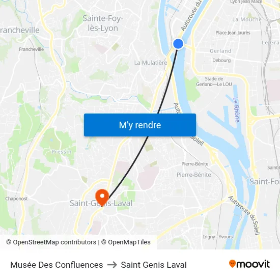 Musée Des Confluences to Saint Genis Laval map