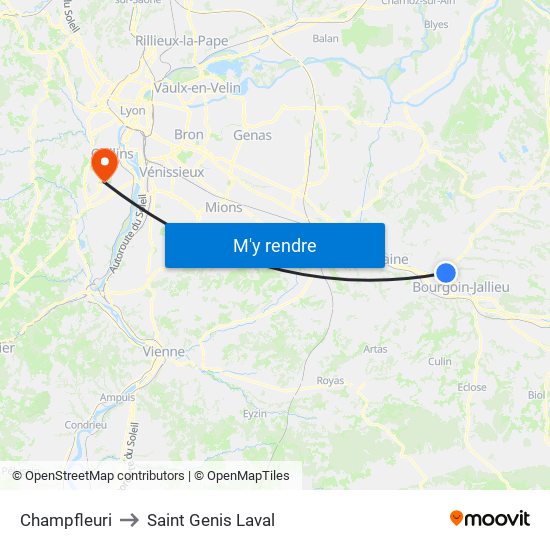 Champfleuri to Saint Genis Laval map