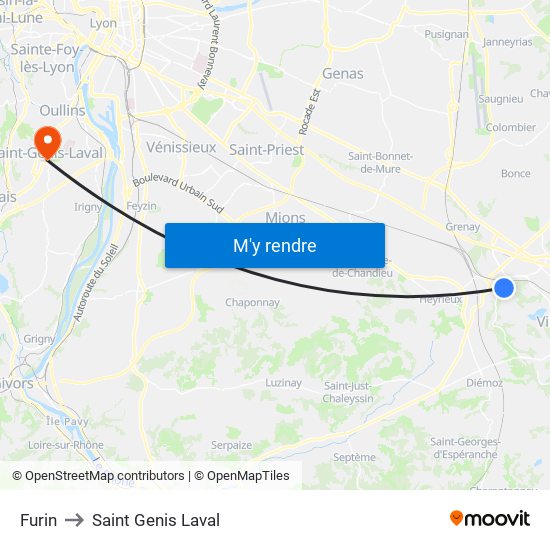 Furin to Saint Genis Laval map