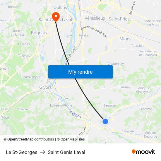 Le St-Georges to Saint Genis Laval map