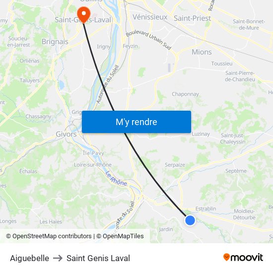 Aiguebelle to Saint Genis Laval map