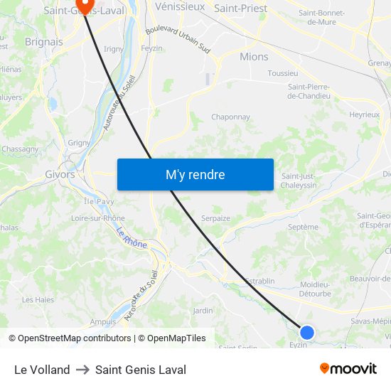 Le Volland to Saint Genis Laval map