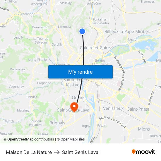 Maison De La Nature to Saint Genis Laval map