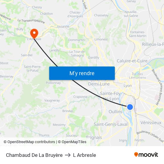 Chambaud De La Bruyère to L Arbresle map
