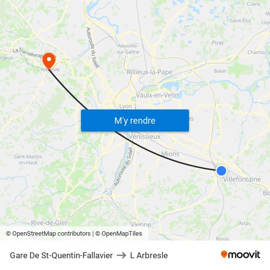 Gare De St-Quentin-Fallavier to L Arbresle map