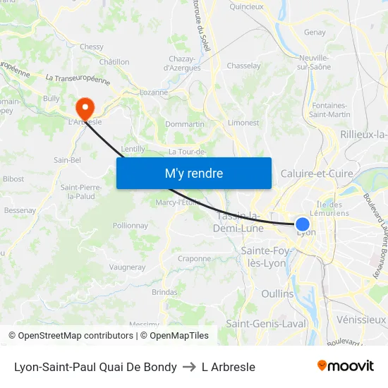 Lyon-Saint-Paul Quai De Bondy to L Arbresle map