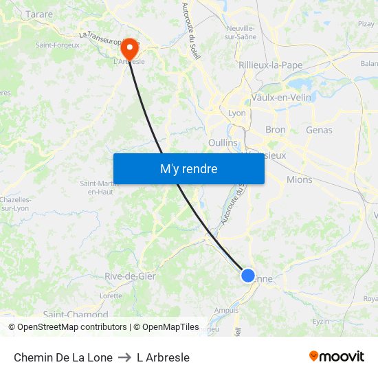 Chemin De La Lone to L Arbresle map