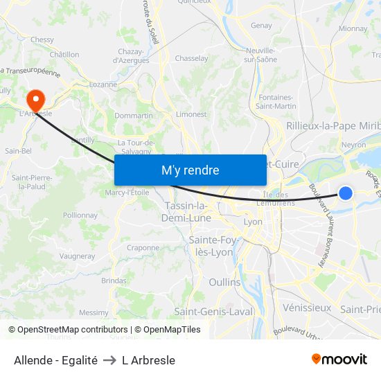 Allende - Egalité to L Arbresle map