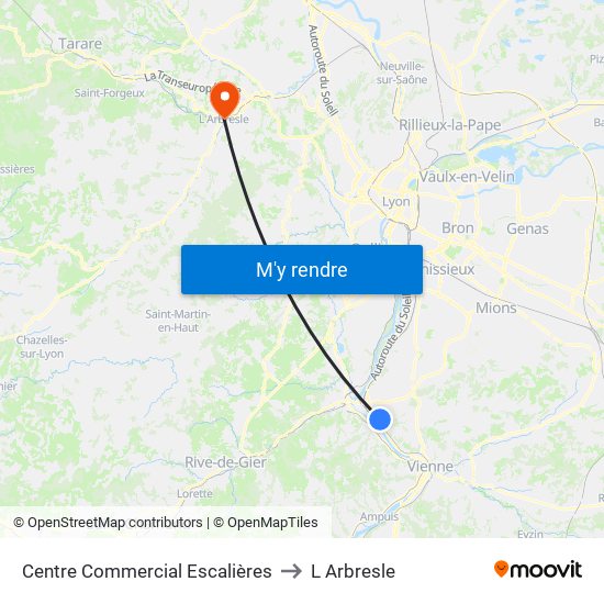 Centre Commercial Escalières to L Arbresle map