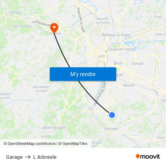 Garage to L Arbresle map