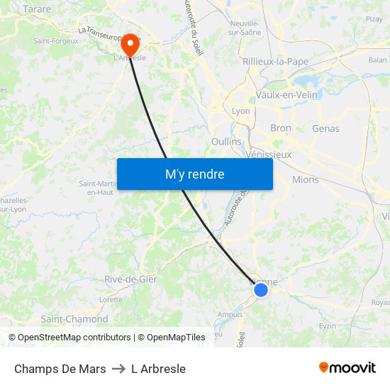 Champs De Mars to L Arbresle map