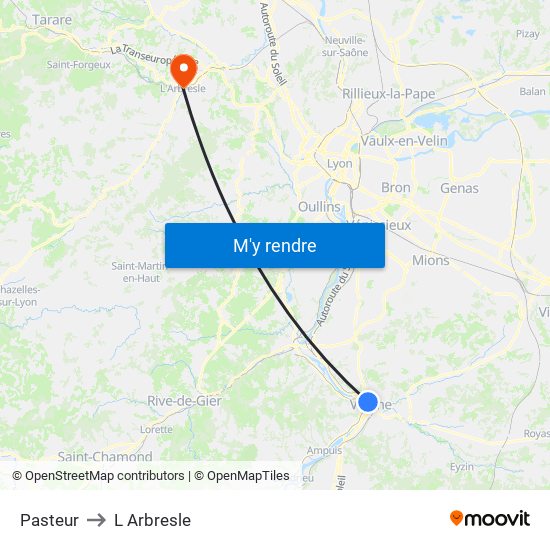 Pasteur to L Arbresle map