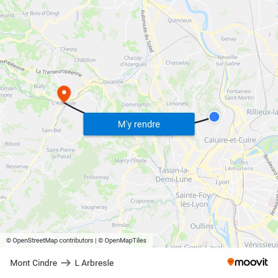 Mont Cindre to L Arbresle map