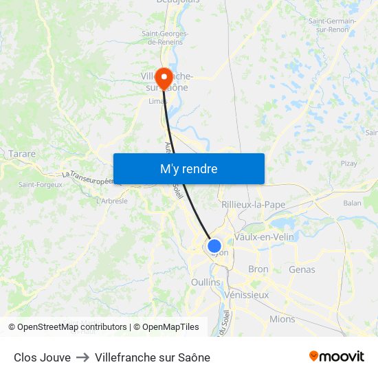 Clos Jouve to Villefranche sur Saône map