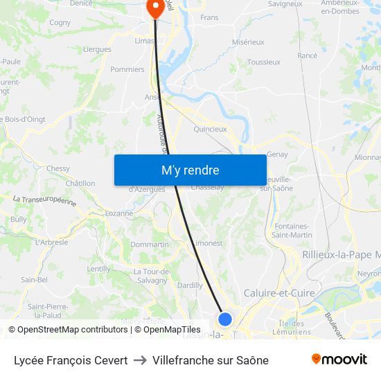 Lycée François Cevert to Villefranche sur Saône map