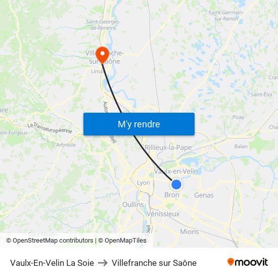 Vaulx-En-Velin La Soie to Villefranche sur Saône map