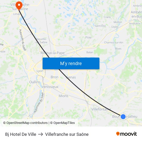 Bj Hotel De Ville to Villefranche sur Saône map