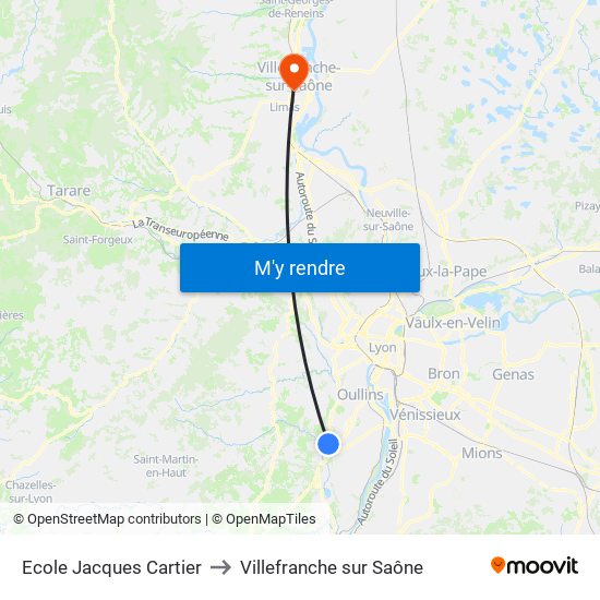 Ecole Jacques Cartier to Villefranche sur Saône map