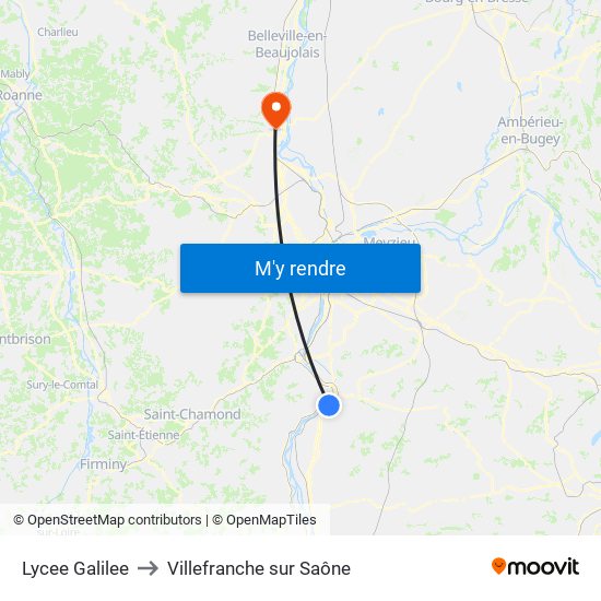 Lycee Galilee to Villefranche sur Saône map