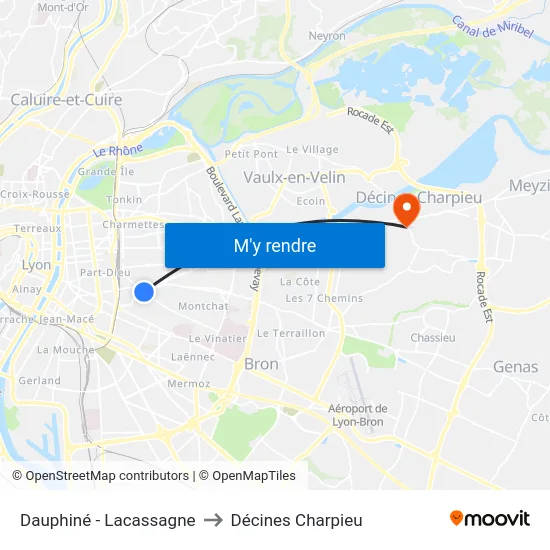 Dauphiné - Lacassagne to Décines Charpieu map