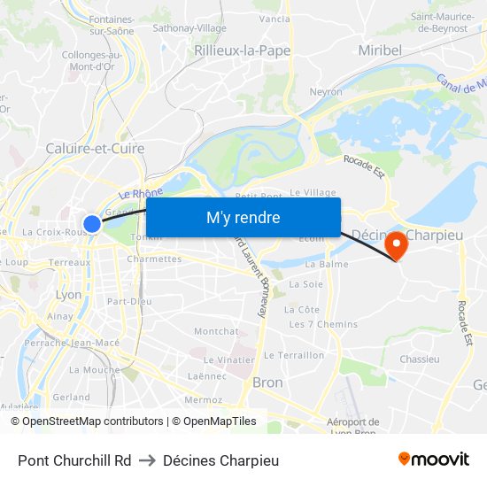 Pont Churchill Rd to Décines Charpieu map