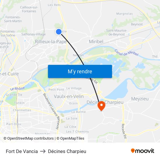 Fort De Vancia to Décines Charpieu map