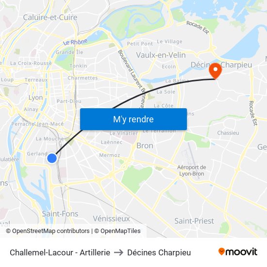 Challemel-Lacour - Artillerie to Décines Charpieu map
