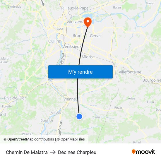 Chemin De Malatra to Décines Charpieu map