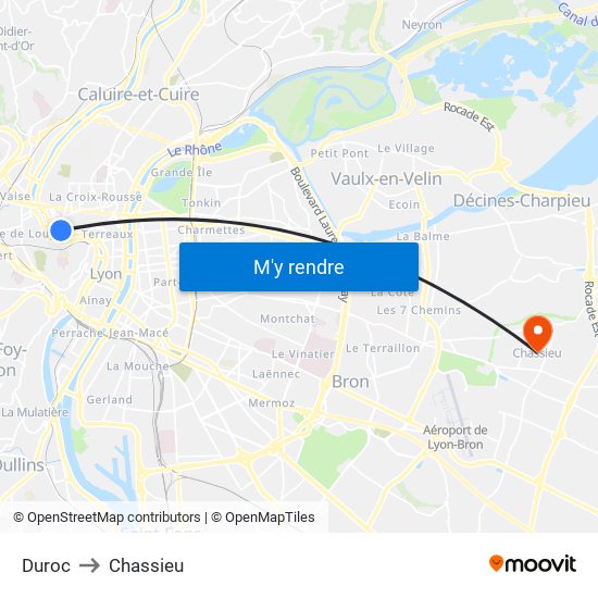 Duroc to Chassieu map
