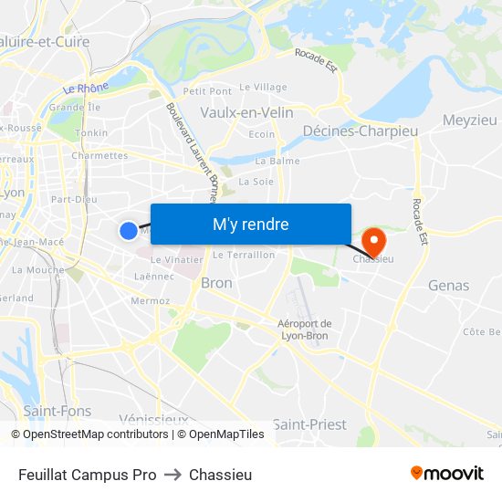 Feuillat Campus Pro to Chassieu map