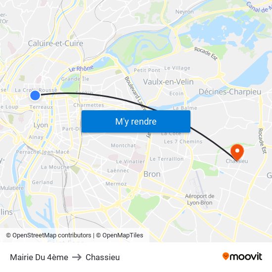 Mairie Du 4ème to Chassieu map