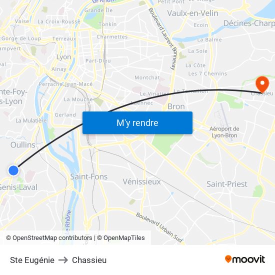 Ste Eugénie to Chassieu map