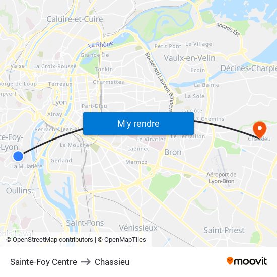 Sainte-Foy Centre to Chassieu map