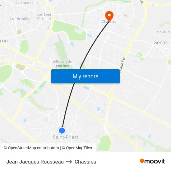 Jean-Jacques Rousseau to Chassieu map