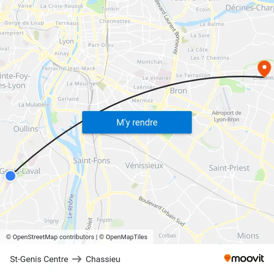 St-Genis Centre to Chassieu map