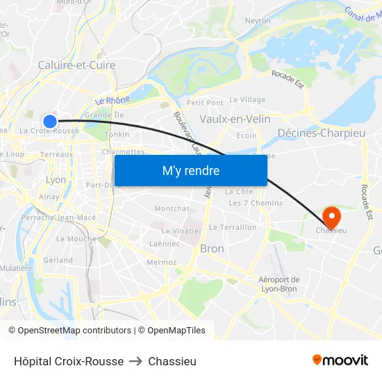 Hôpital Croix-Rousse to Chassieu map
