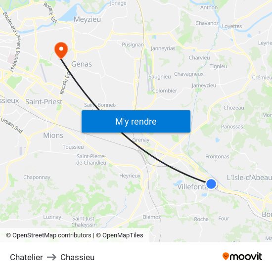 Chatelier to Chassieu map