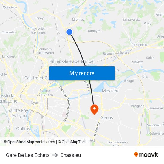Gare De Les Echets to Chassieu map