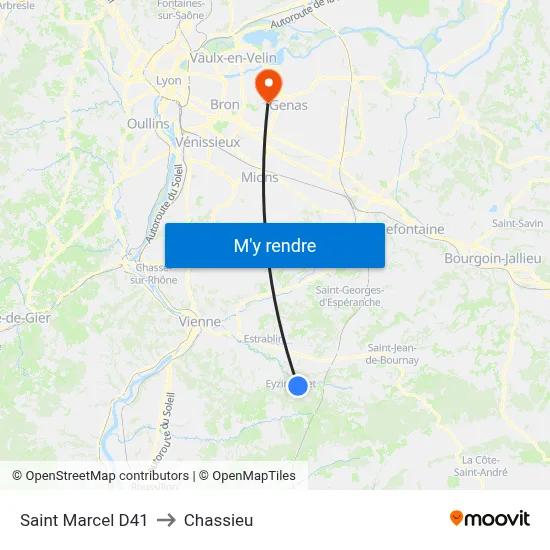 Saint Marcel D41 to Chassieu map