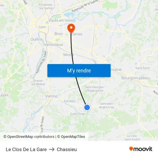 Le Clos De La Gare to Chassieu map