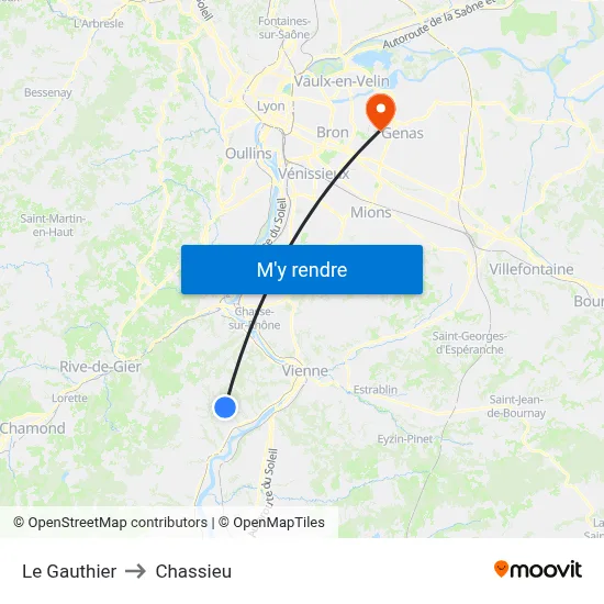 Le Gauthier to Chassieu map