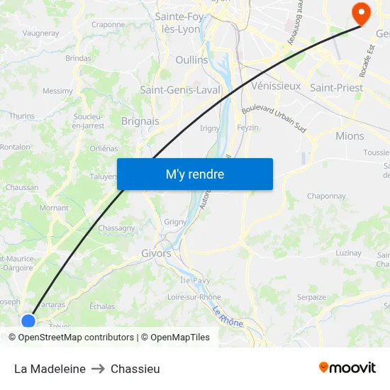 La Madeleine to Chassieu map