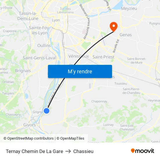 Ternay Chemin De La Gare to Chassieu map