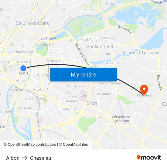 Albon to Chassieu map