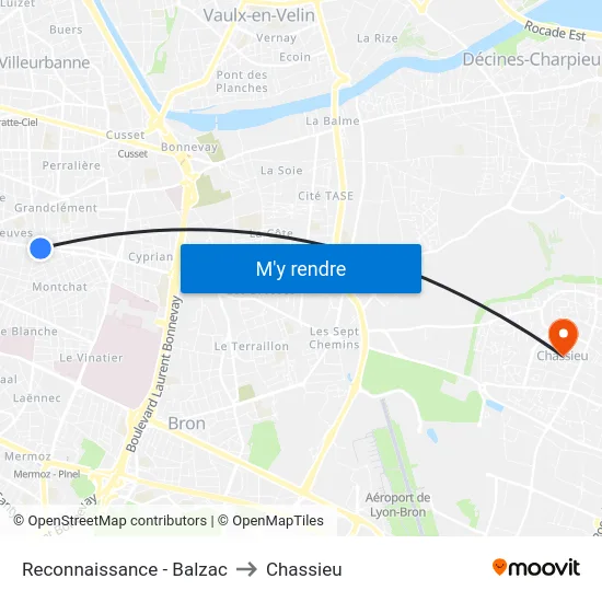 Reconnaissance - Balzac to Chassieu map