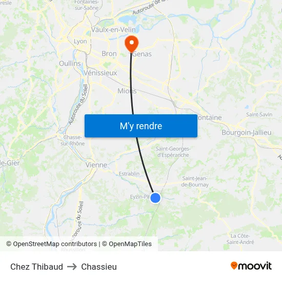 Chez Thibaud to Chassieu map